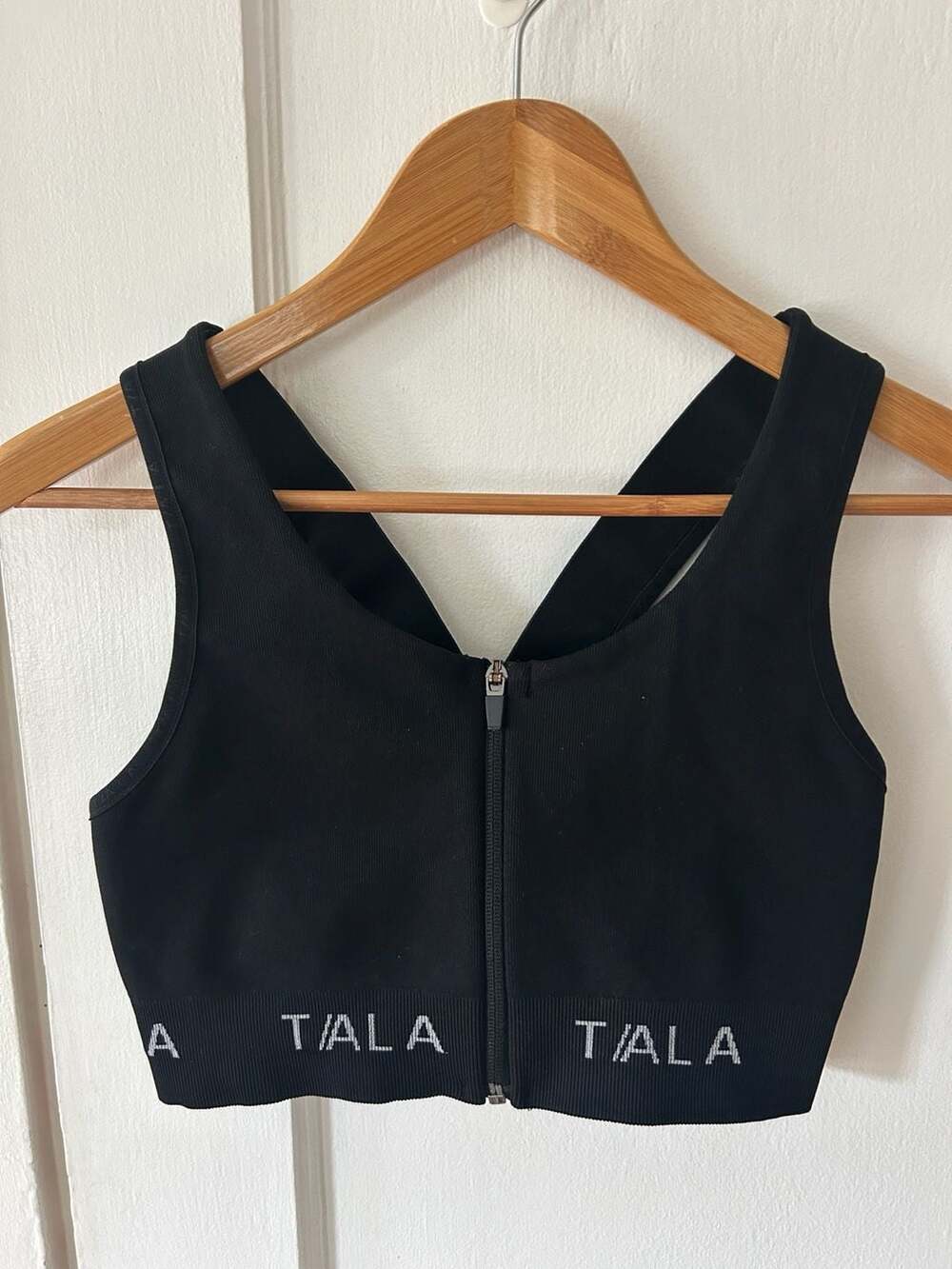 TALA Black Ixia Zip-Front Sports Bra Large